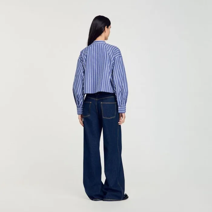 Tops and Shirts Women SANDRO Striped Shirt Blu White