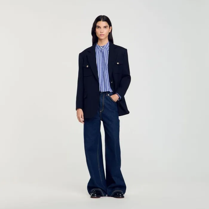 Tops and Shirts Women SANDRO Striped Shirt Blu White