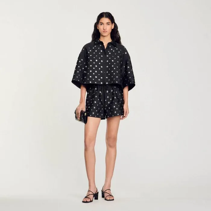 Tops and Shirts Women SANDRO Studembellished Shirt Black