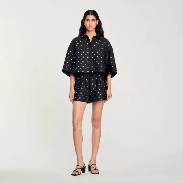Tops and Shirts Women SANDRO Studembellished Shirt Black