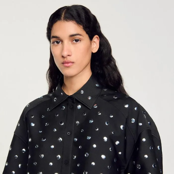 Tops and Shirts Women SANDRO Studembellished Shirt Black