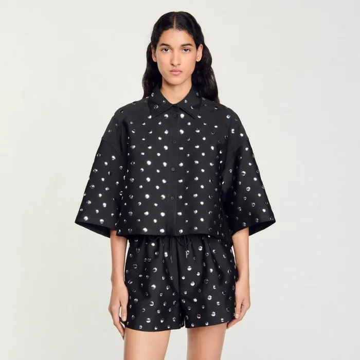 Tops and Shirts Women SANDRO Studembellished Shirt Black