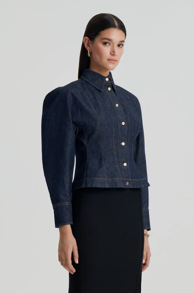 Tops DENIM COCOON SLEEVE JACKET INDIGO Scanlan Theodore Women Tops DENIM COCOON SLEEVE JACKET INDIGO Scanlan Theodore Women