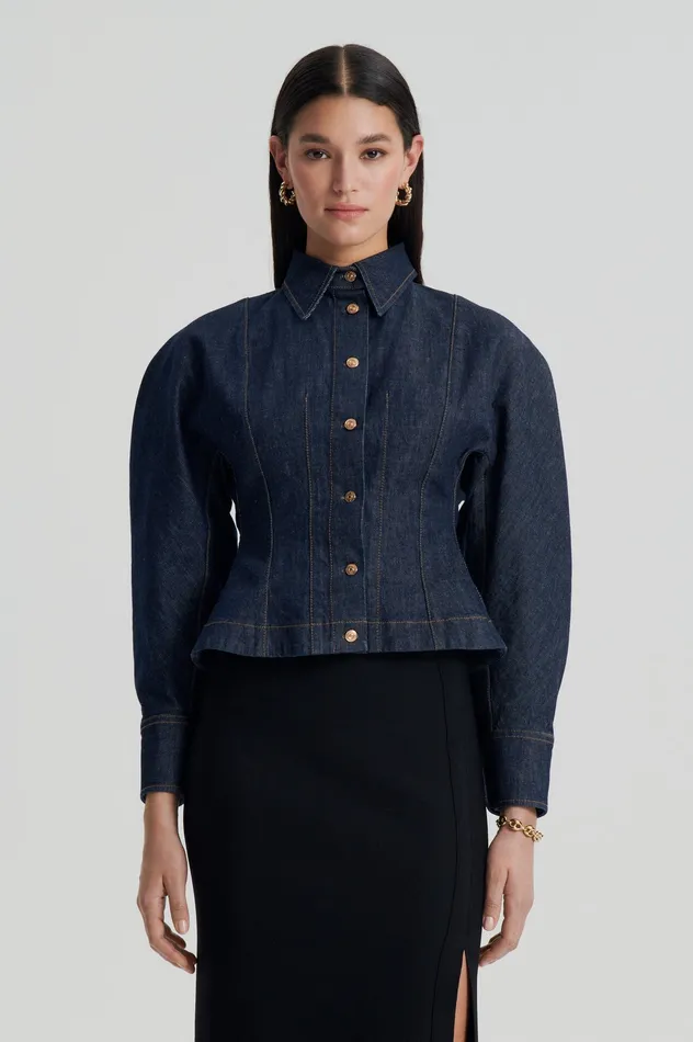 Tops DENIM COCOON SLEEVE JACKET INDIGO Scanlan Theodore Women Tops DENIM COCOON SLEEVE JACKET INDIGO Scanlan Theodore Women