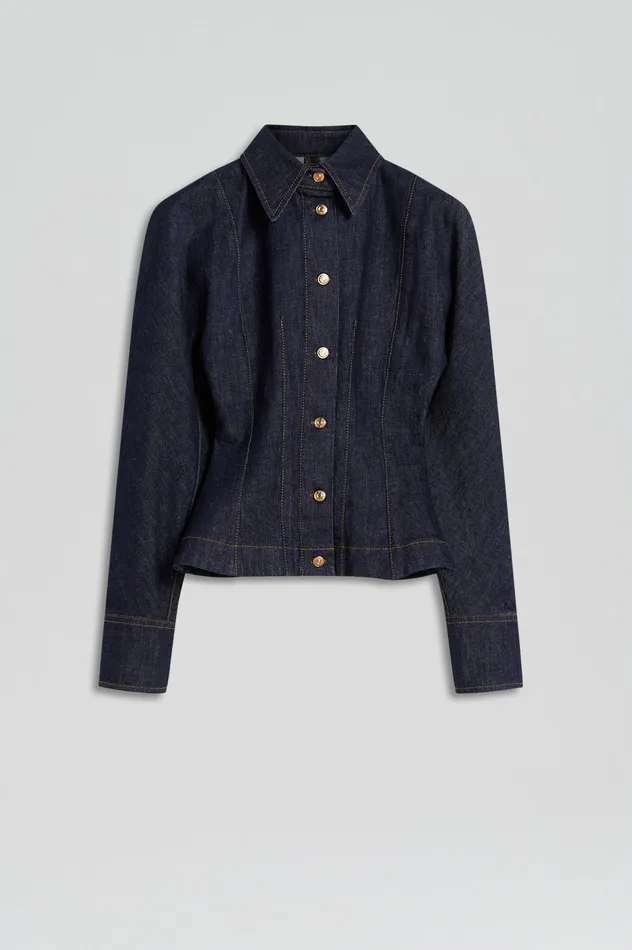 Tops DENIM COCOON SLEEVE JACKET INDIGO Scanlan Theodore Women Tops DENIM COCOON SLEEVE JACKET INDIGO Scanlan Theodore Women