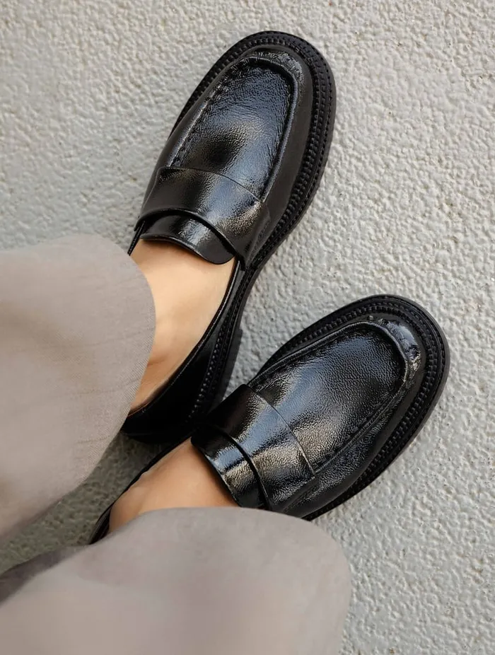 Tracy Black Vinyl Women Bobbies Loafers and Derbies Tracy Black Vinyl Women Bobbies Loafers and Derbies