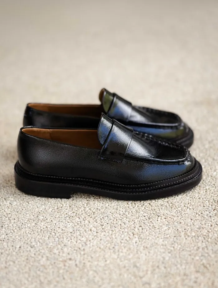 Tracy Black Vinyl Women Bobbies Loafers and Derbies Tracy Black Vinyl Women Bobbies Loafers and Derbies