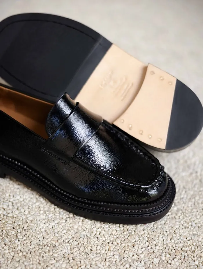Tracy Black Vinyl Women Bobbies Loafers and Derbies Tracy Black Vinyl Women Bobbies Loafers and Derbies