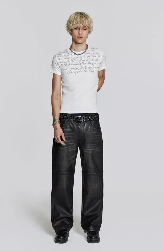 Trousers Men Jaded London Ash Faux Leather Pants