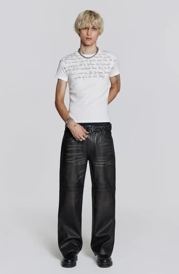 Trousers Men Jaded London Ash Faux Leather Pants