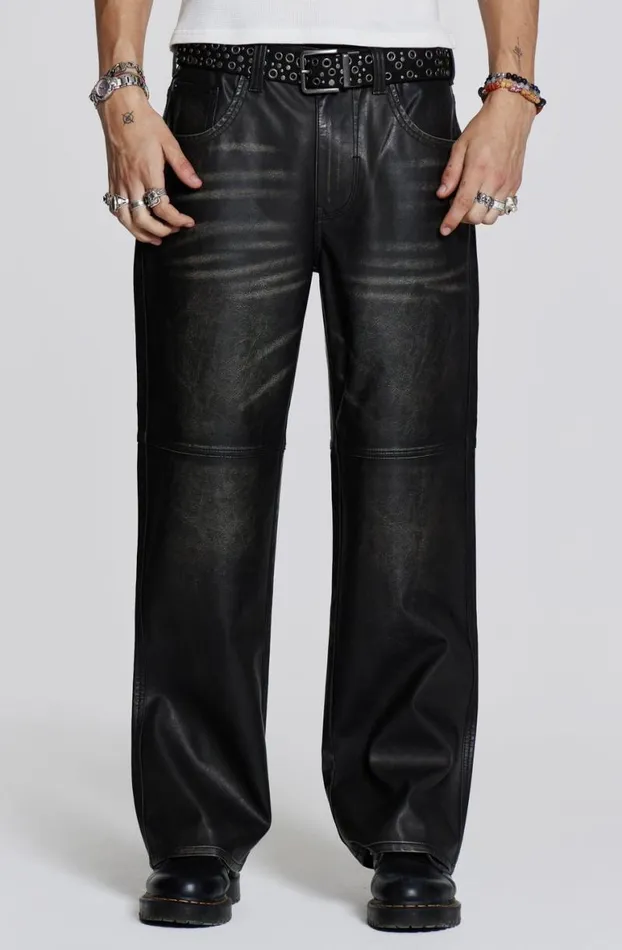 Trousers Men Jaded London Ash Faux Leather Pants
