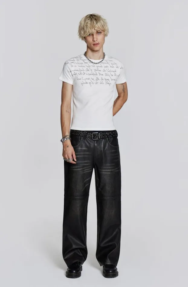 Trousers Men Jaded London Ash Faux Leather Pants