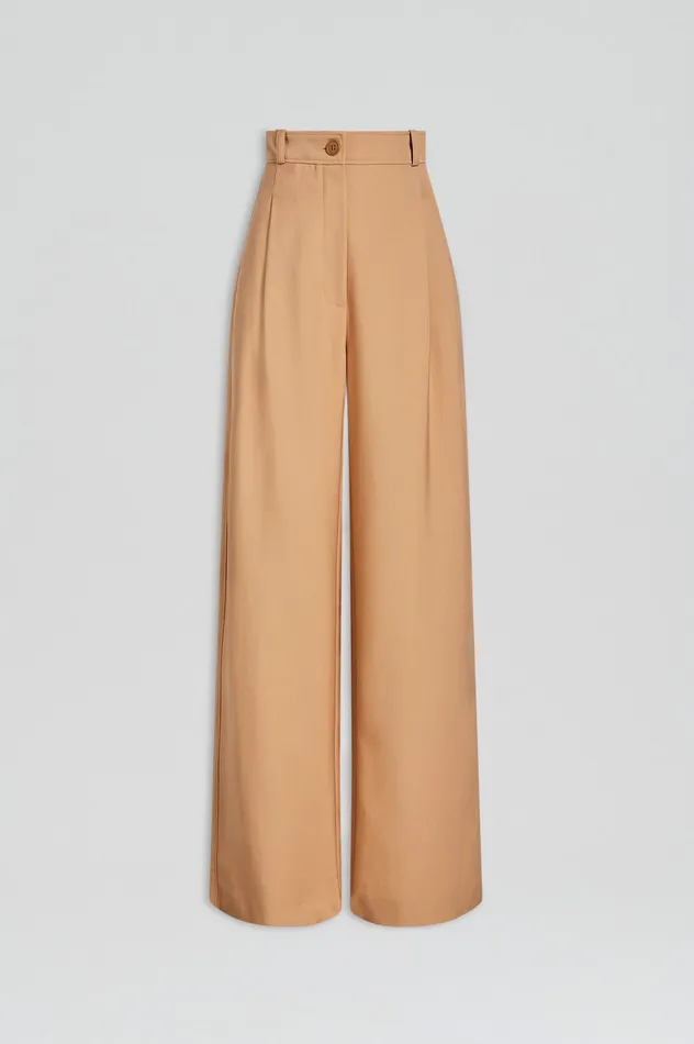 Trousers PLEAT DRAPE LEG TROUSER CAMEL 8211 Scanlan Theodore Women Trousers PLEAT DRAPE LEG TROUSER CAMEL 8211 Scanlan Theodore Women