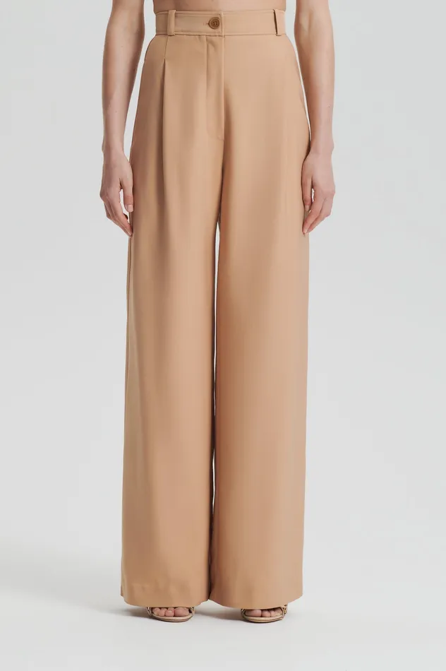 Trousers PLEAT DRAPE LEG TROUSER CAMEL 8211 Scanlan Theodore Women Trousers PLEAT DRAPE LEG TROUSER CAMEL 8211 Scanlan Theodore Women