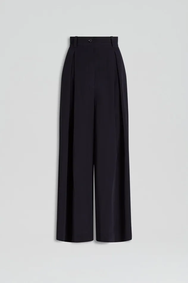 Trousers Scanlan Theodore Women SILK CROP TROUSER NAVY