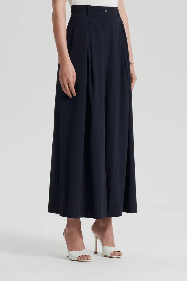 Trousers Scanlan Theodore Women SILK CROP TROUSER NAVY