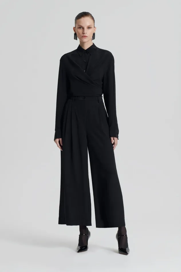 Trousers Women SILK CROPPED TROUSER BLACK Scanlan Theodore