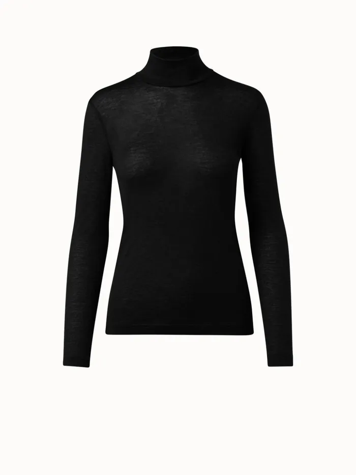 Turtleneck Shirt From Cashmere Silk Black Women Akris Tops