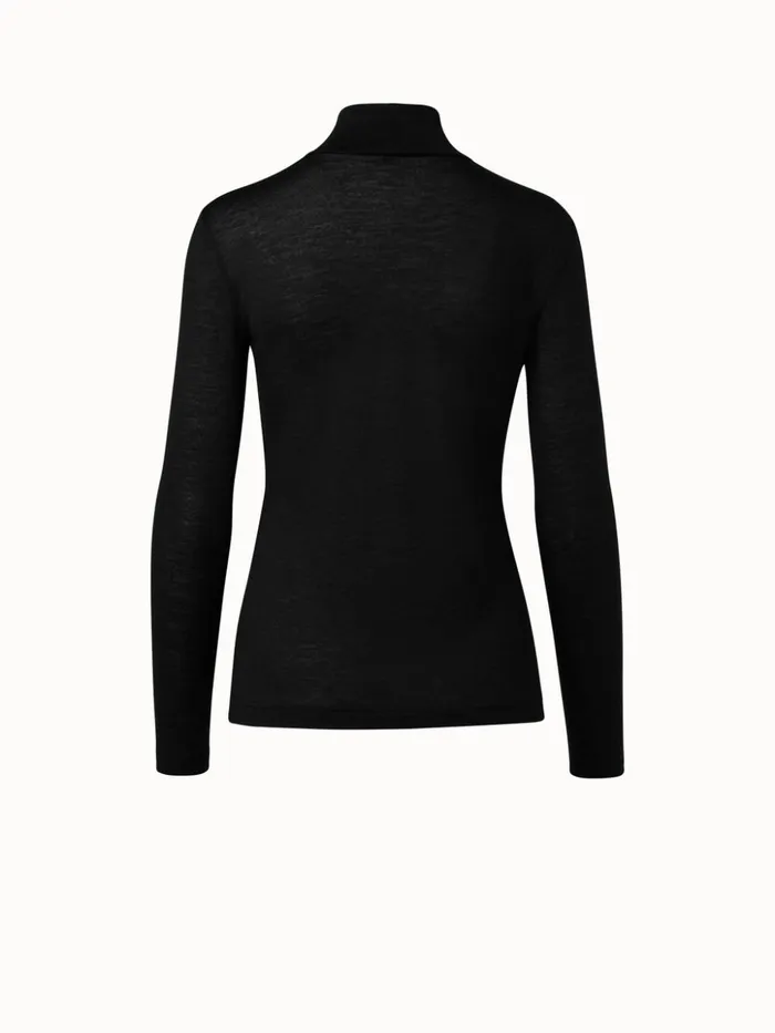 Turtleneck Shirt From Cashmere Silk Black Women Akris Tops