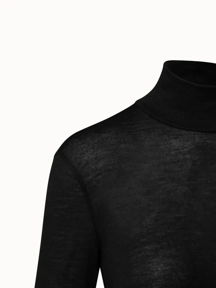 Turtleneck Shirt From Cashmere Silk Black Women Akris Tops