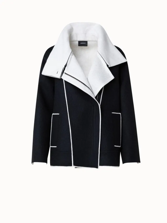 TwoTone Wool Cashmere DoubleFace Jacket Blackecru Women Akris Jackets