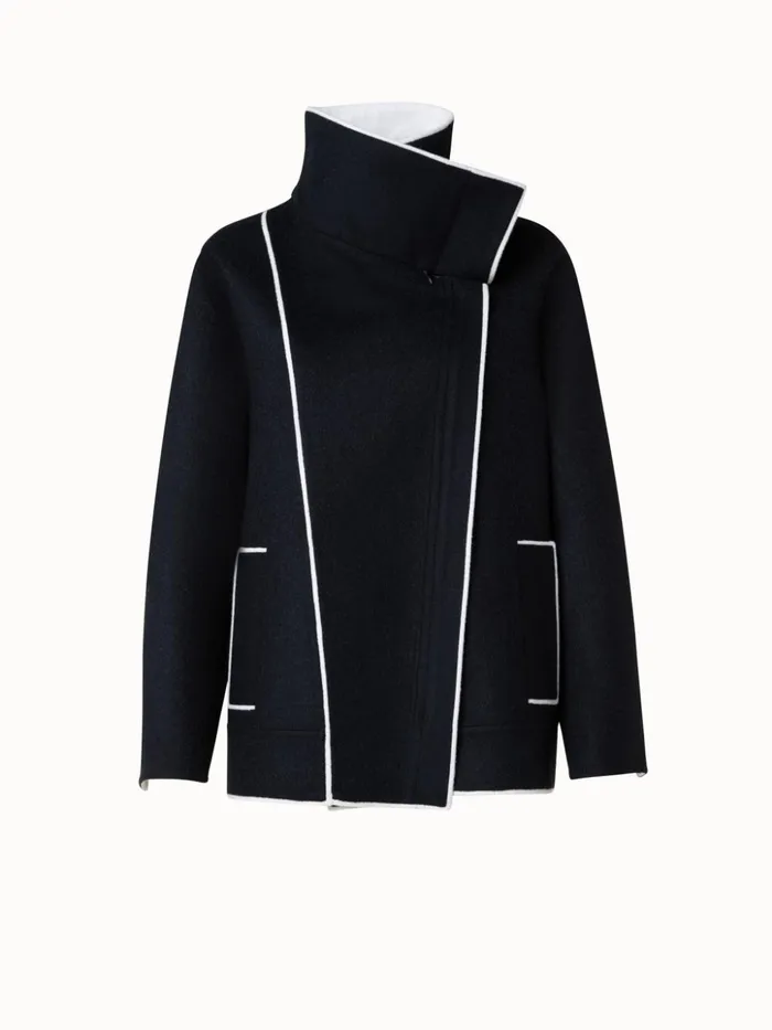 TwoTone Wool Cashmere DoubleFace Jacket Blackecru Women Akris Jackets
