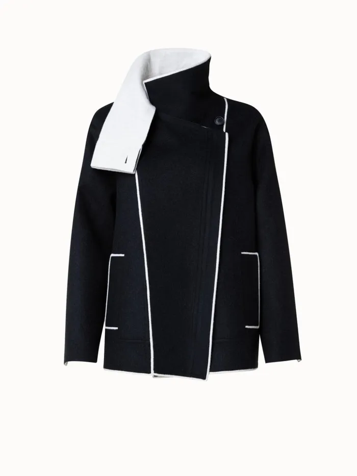 TwoTone Wool Cashmere DoubleFace Jacket Blackecru Women Akris Jackets