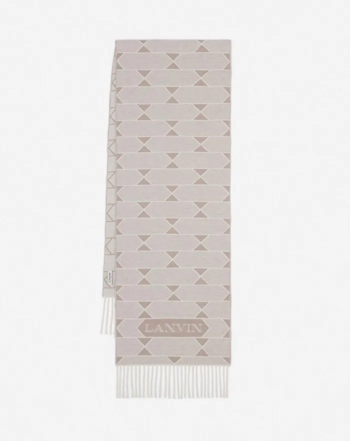 Twotone Wool Scarf Light Beigeecru Men Lanvin Scarves