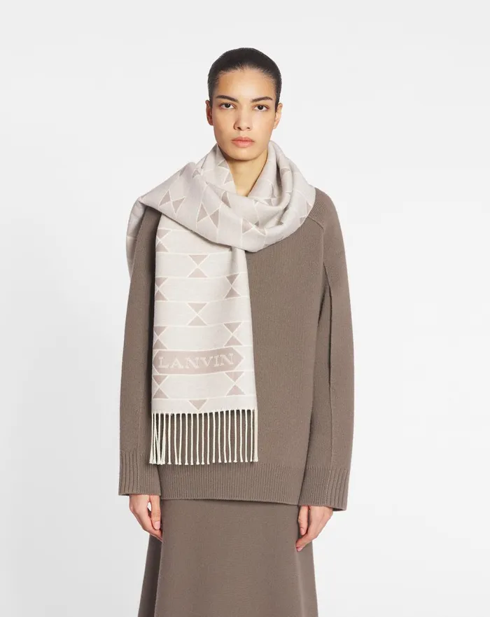 Twotone Wool Scarf Light Beigeecru Men Lanvin Scarves Twotone Wool Scarf Light Beigeecru Men Lanvin Scarves
