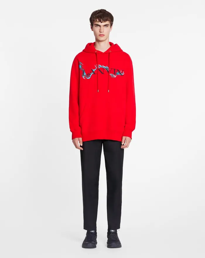 Unisex Dragon Print Loosefitting Hoodie Flame Men Lanvin Coats and Jackets Unisex Dragon Print Loosefitting Hoodie Flame Men Lanvin Coats and Jackets