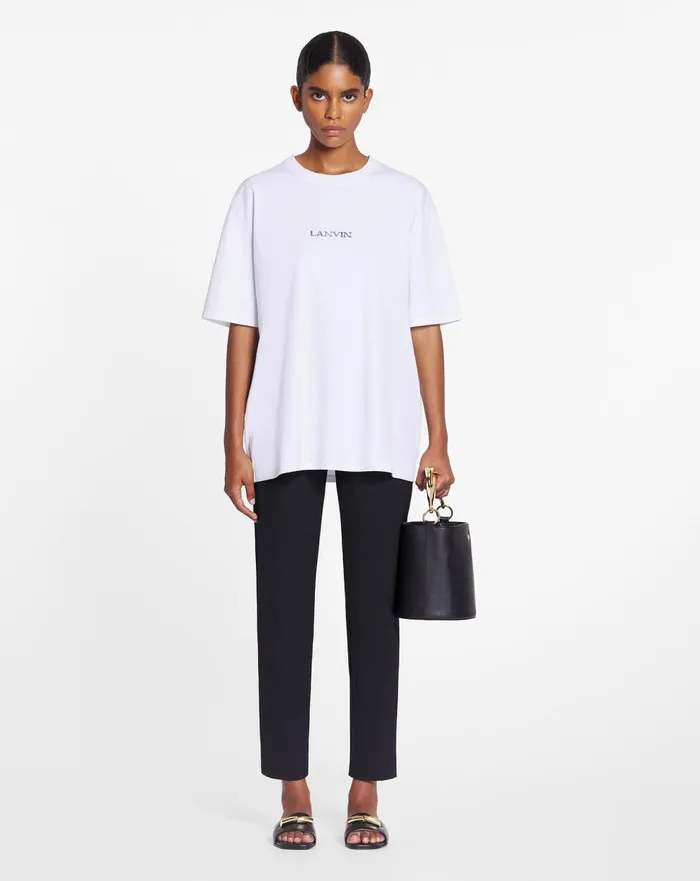 Unisex Lanvin Logo Classic Tshirt Optic White Women Lanvin TShirts and Sweatshirts Unisex Lanvin Logo Classic Tshirt Optic White Women Lanvin TShirts and Sweatshirts