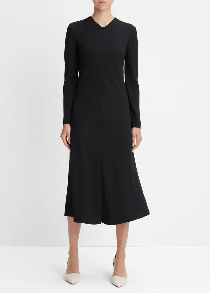 Vince Dresses Women Bias High VNeck Dress Black