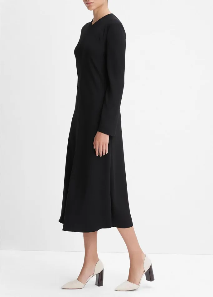 Vince Dresses Women Bias High VNeck Dress Black