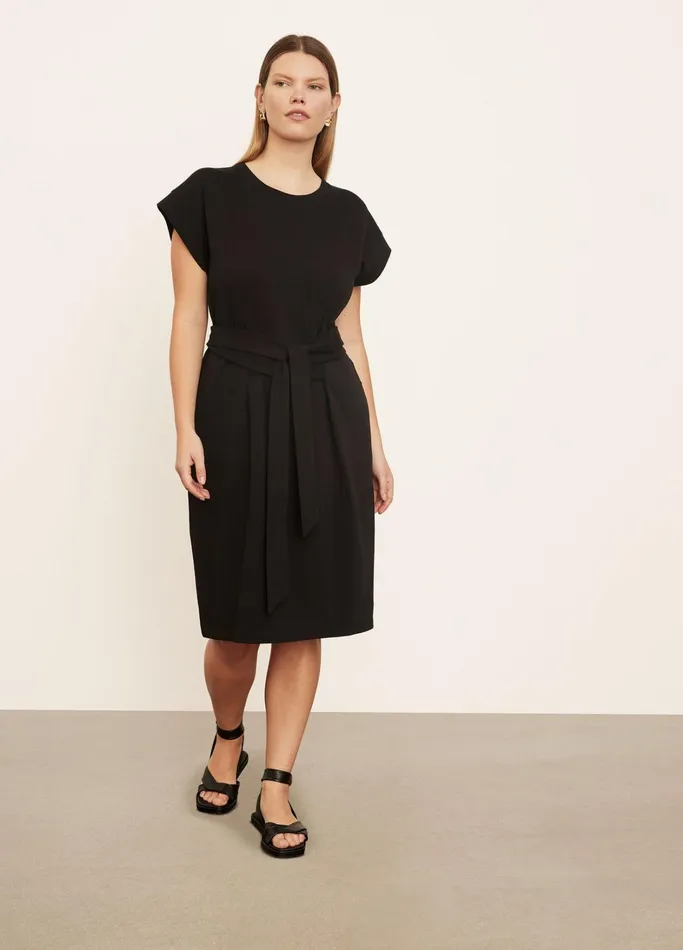 Vince Dresses Women Short Sleeve TieWaist Dress Black