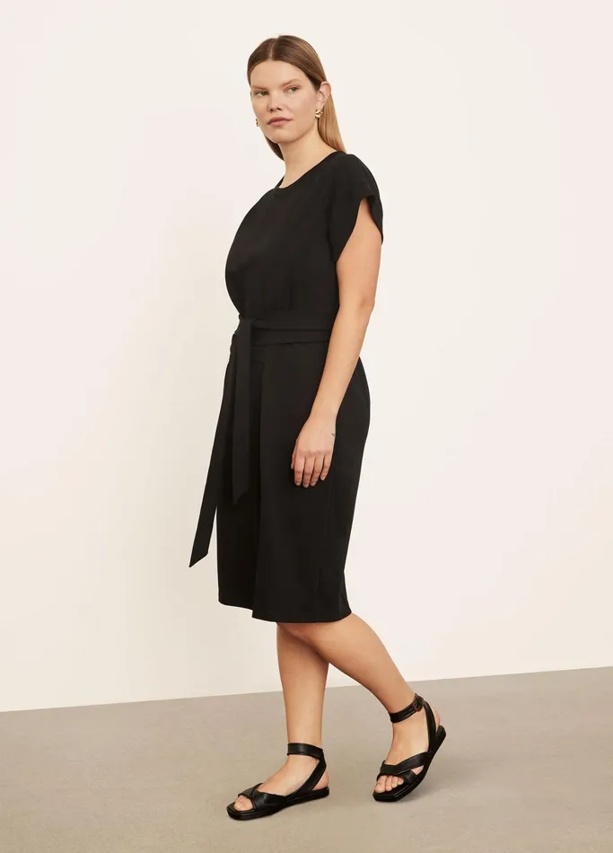 Vince Dresses Women Short Sleeve TieWaist Dress Black