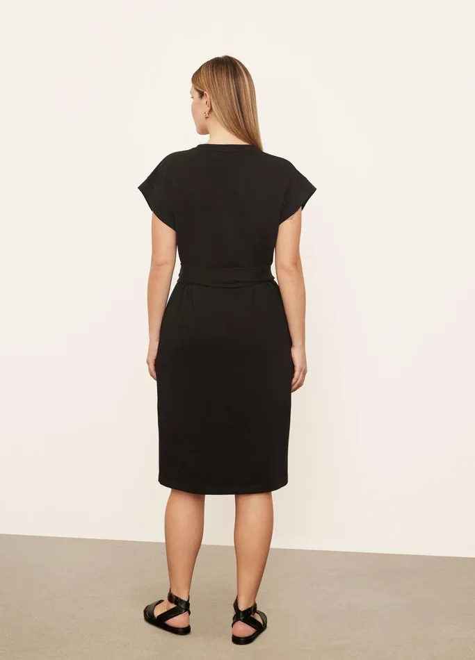 Vince Dresses Women Short Sleeve TieWaist Dress Black