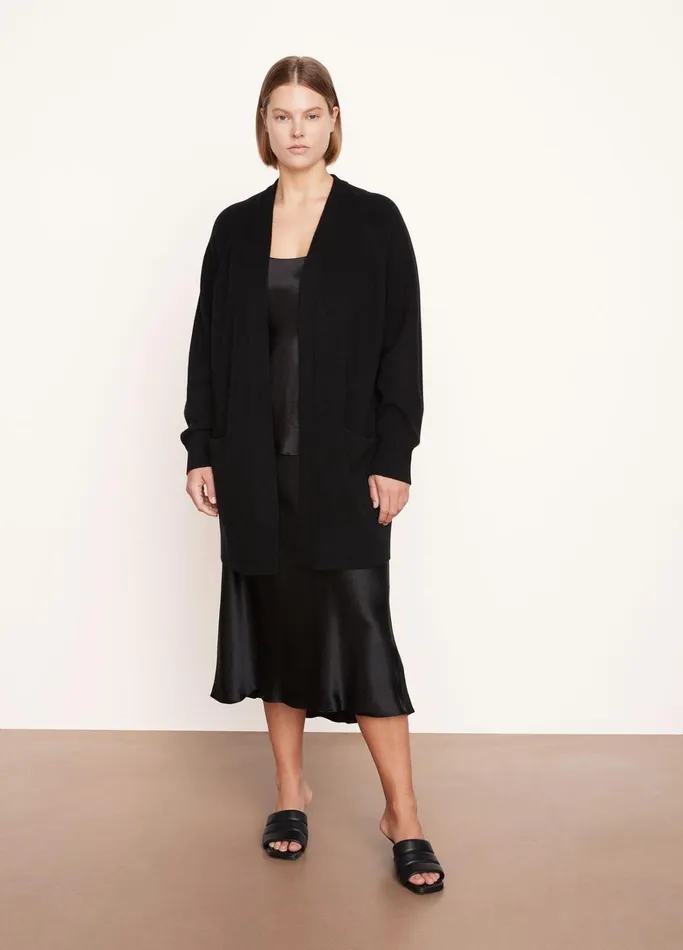 Vince Extended Sizes Women Raglan Sleeve Cardigan Black