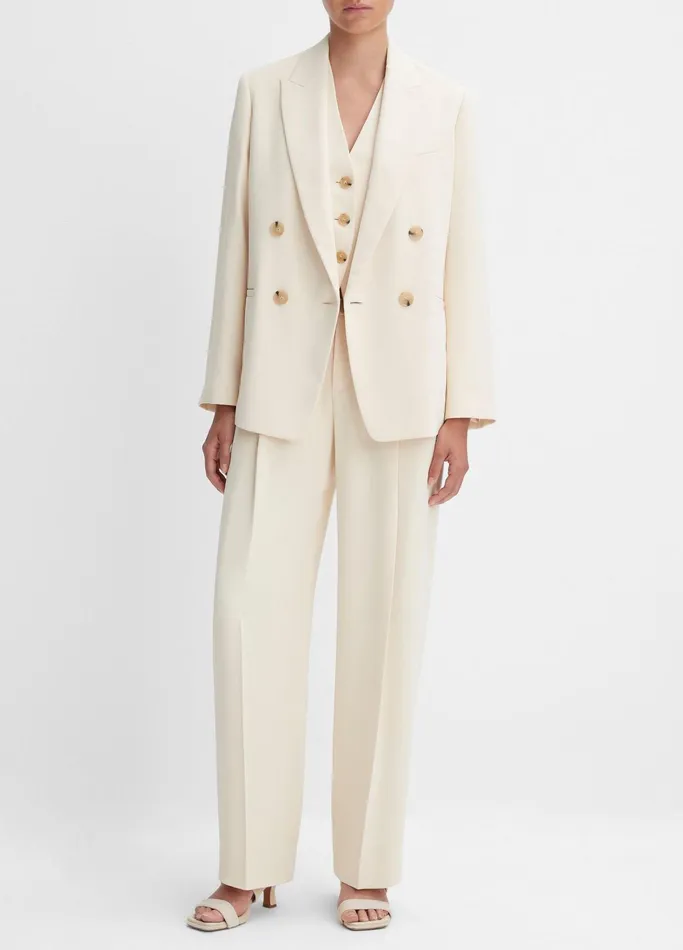 Vince Jackets and Outerwear Women Crepe DoubleBreasted Blazer Birch