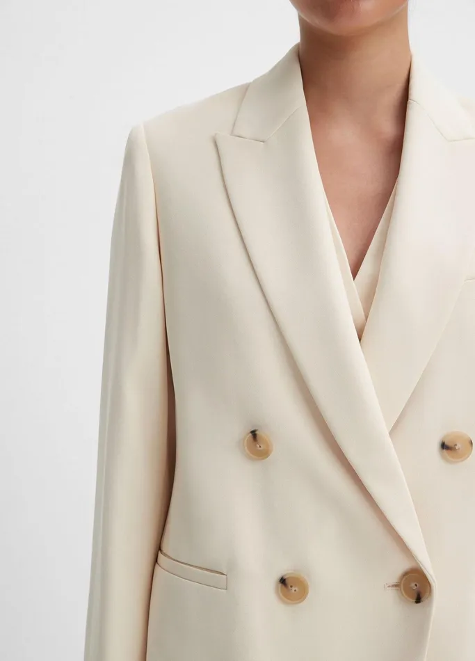 Vince Jackets and Outerwear Women Crepe DoubleBreasted Blazer Birch