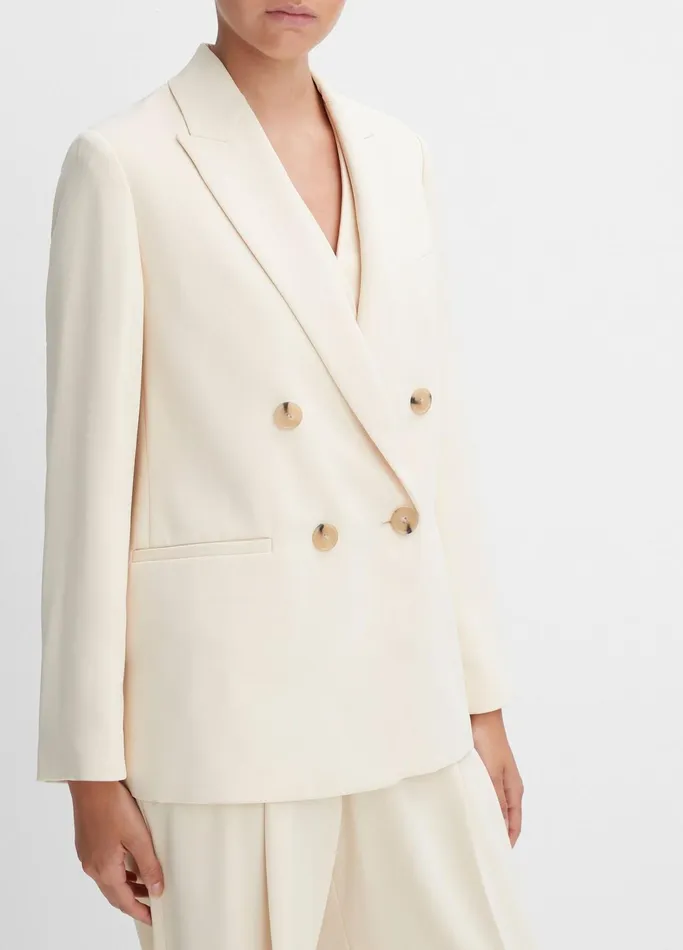Vince Jackets and Outerwear Women Crepe DoubleBreasted Blazer Birch