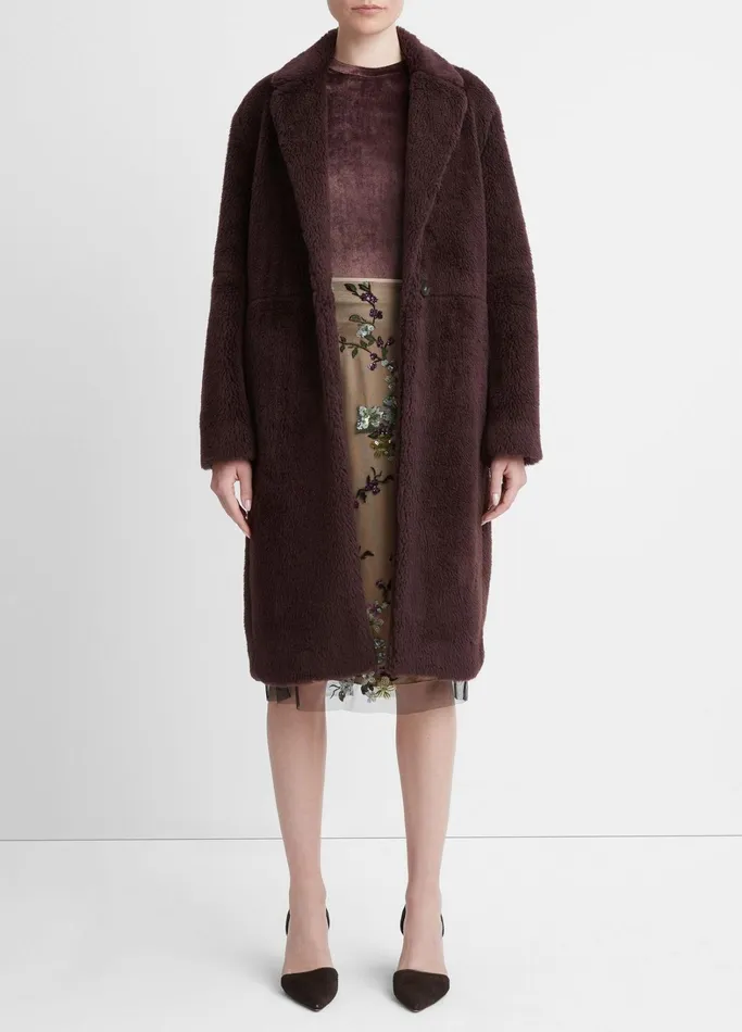 Vince Jackets and Outerwear Women FauxShearling Coat Black Fig