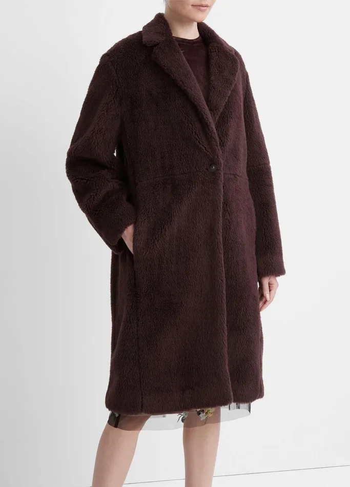 Vince Jackets and Outerwear Women FauxShearling Coat Black Fig