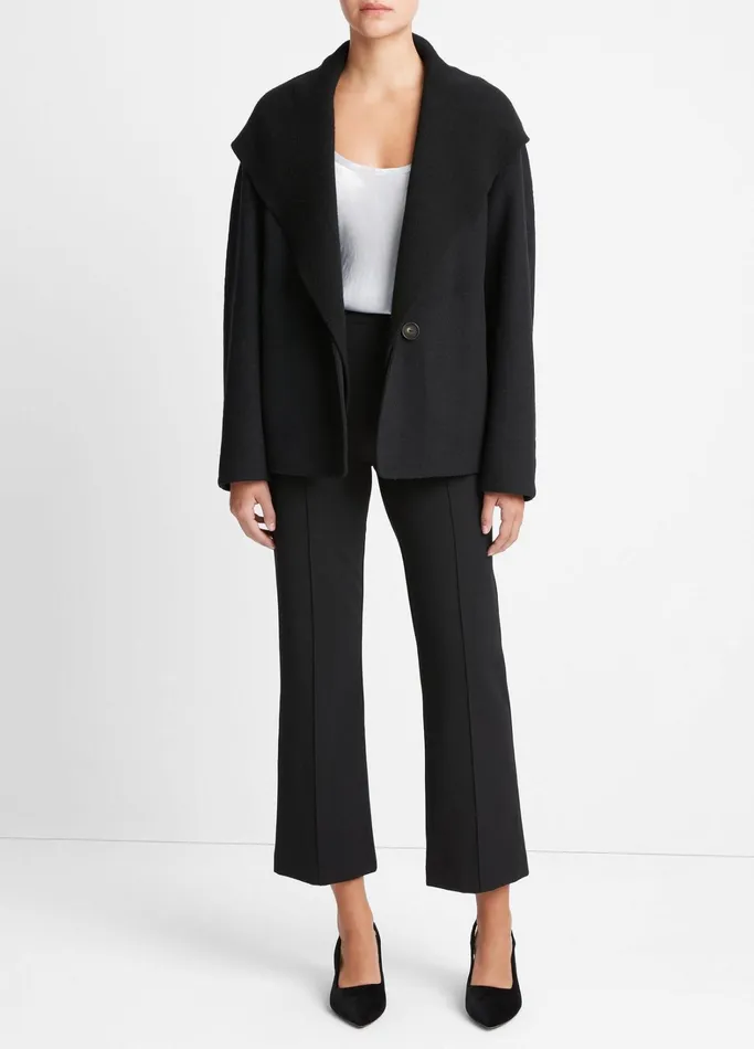 Vince Jackets and Outerwear Women Knit Combo WoolBlend Jacket Black