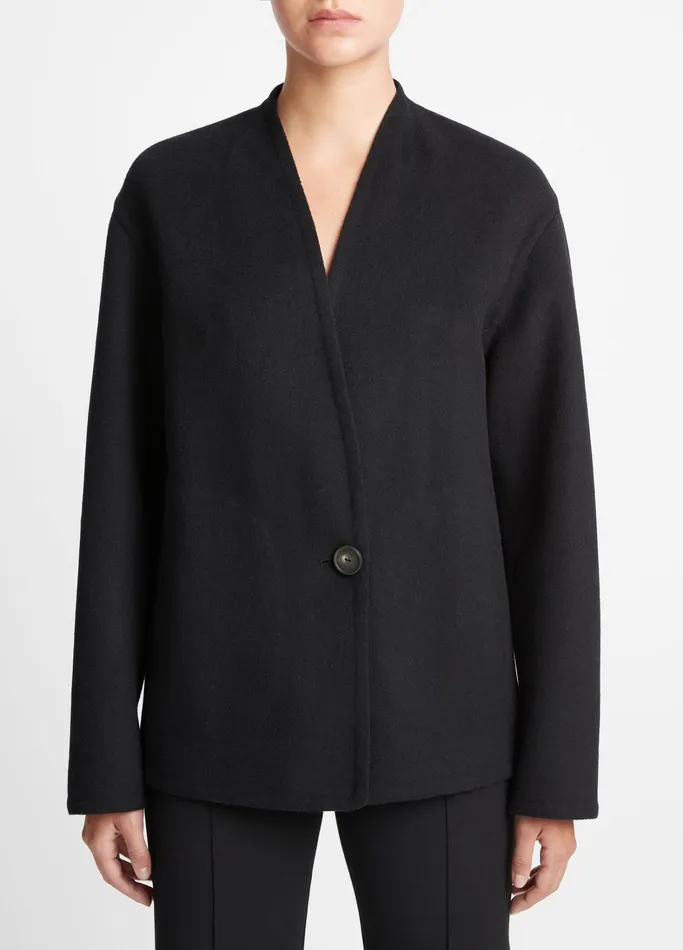 Vince Jackets and Outerwear Women Knit Combo WoolBlend Jacket Black