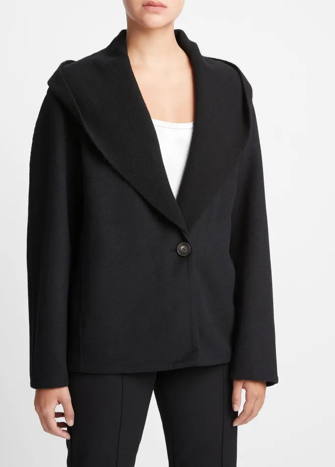 Vince Jackets and Outerwear Women Knit Combo WoolBlend Jacket Black