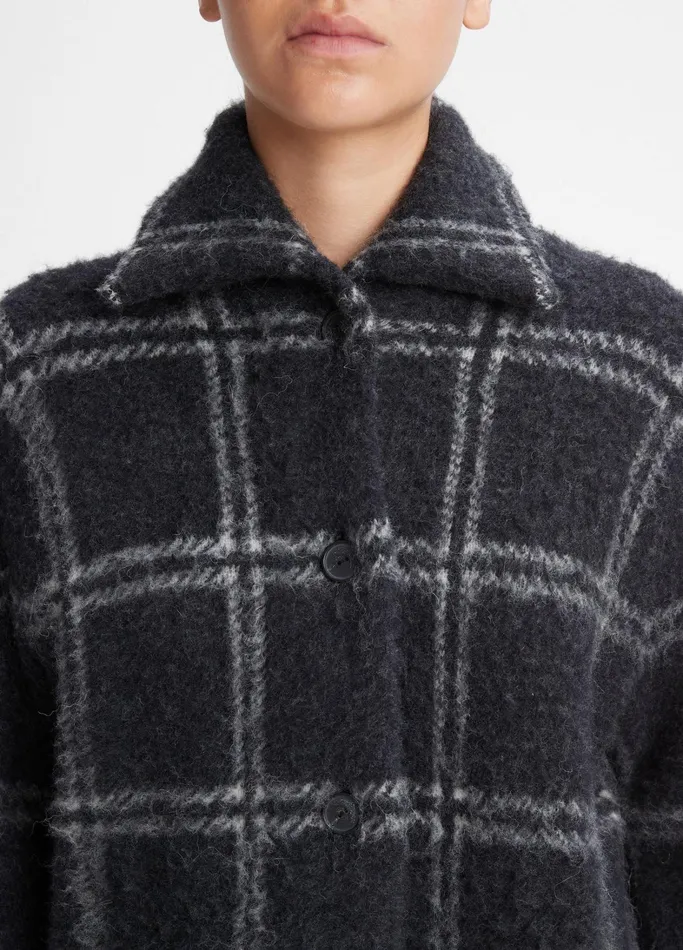Vince Jackets and Outerwear Women Plaid Car Cardigan Coat Heather Charcoallatte