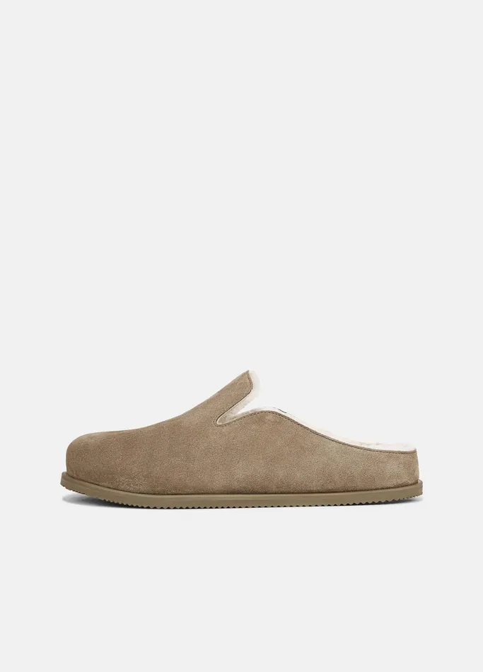Vince Loafers and LaceUps Men Decker ShearlingLined Suede Clog Flint