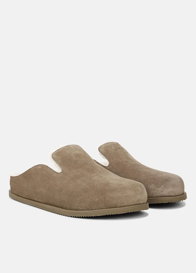 Vince Loafers and LaceUps Men Decker ShearlingLined Suede Clog Flint