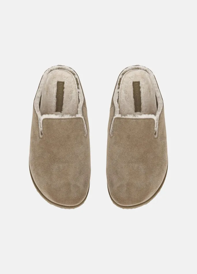 Vince Loafers and LaceUps Men Decker ShearlingLined Suede Clog Flint