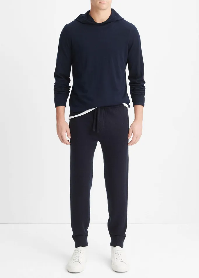 Vince Pants and Shorts Men Wool Cashmere Jogger Coastal Blue